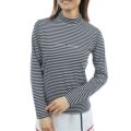TOMMY HILFIGER GOLF レディース 長袖モックネックシャツ ボーダーネイビー