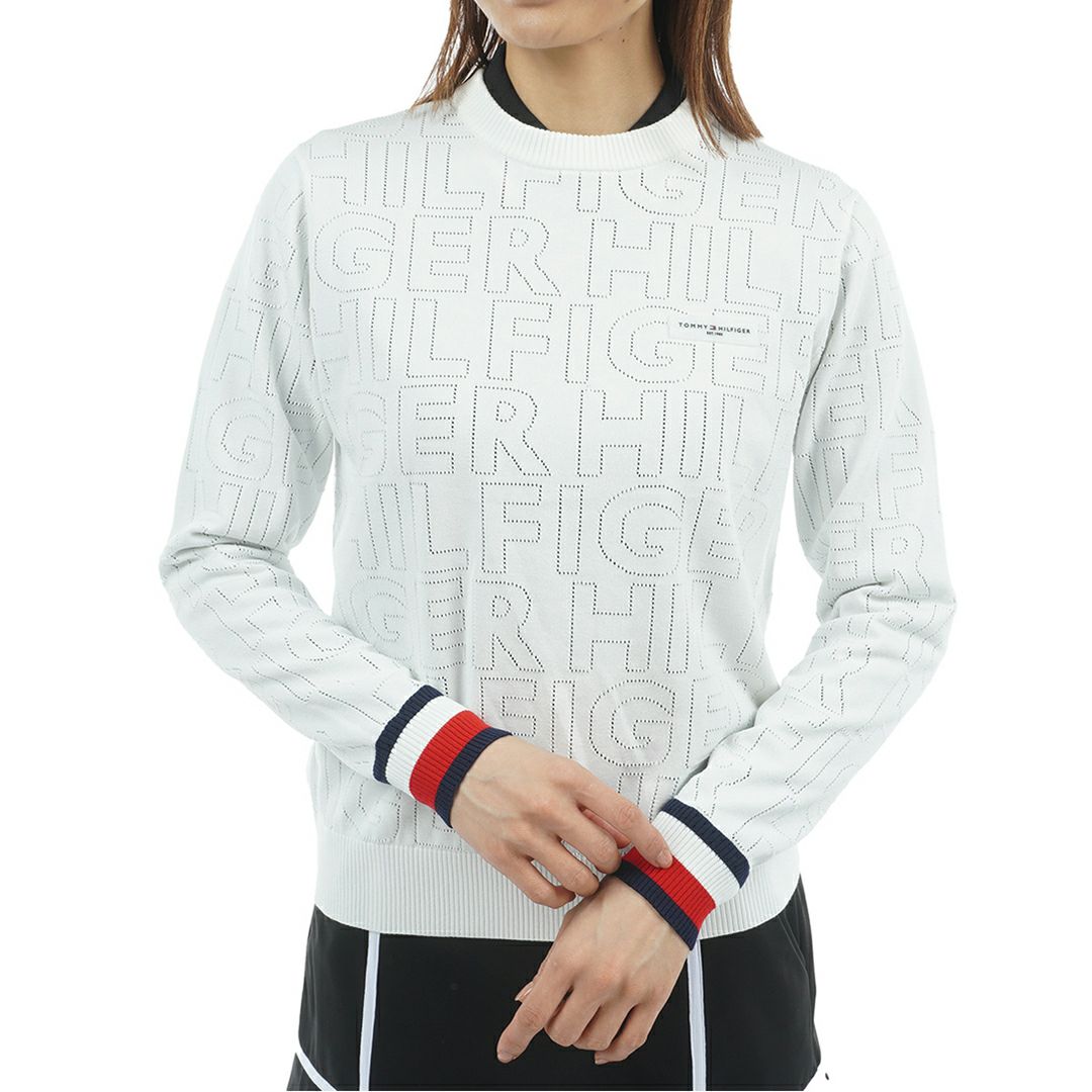 TOMMY HILFIGER GOLF レディース 長袖ニット ホワイト