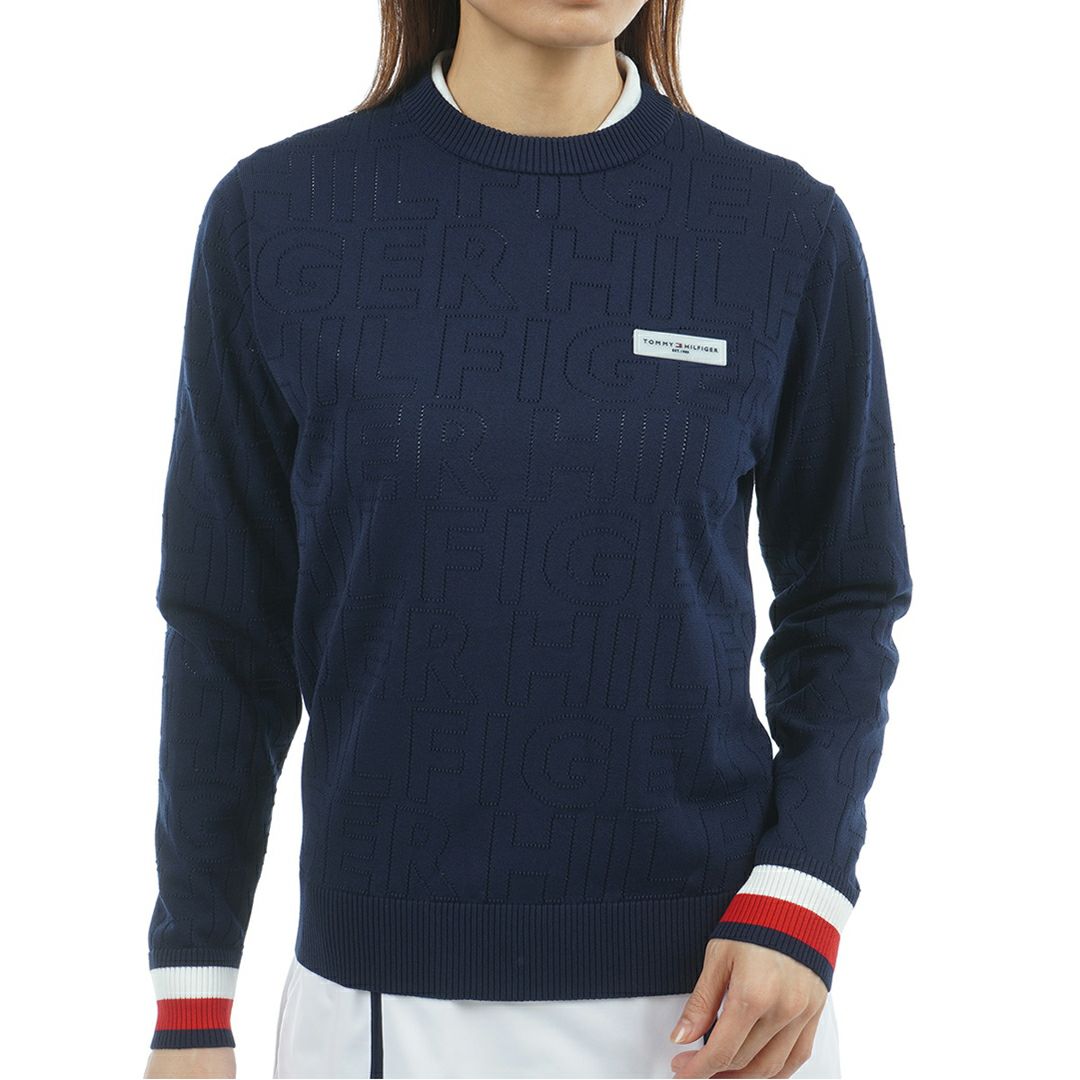 TOMMY HILFIGER GOLF レディース 長袖ニット ネイビー