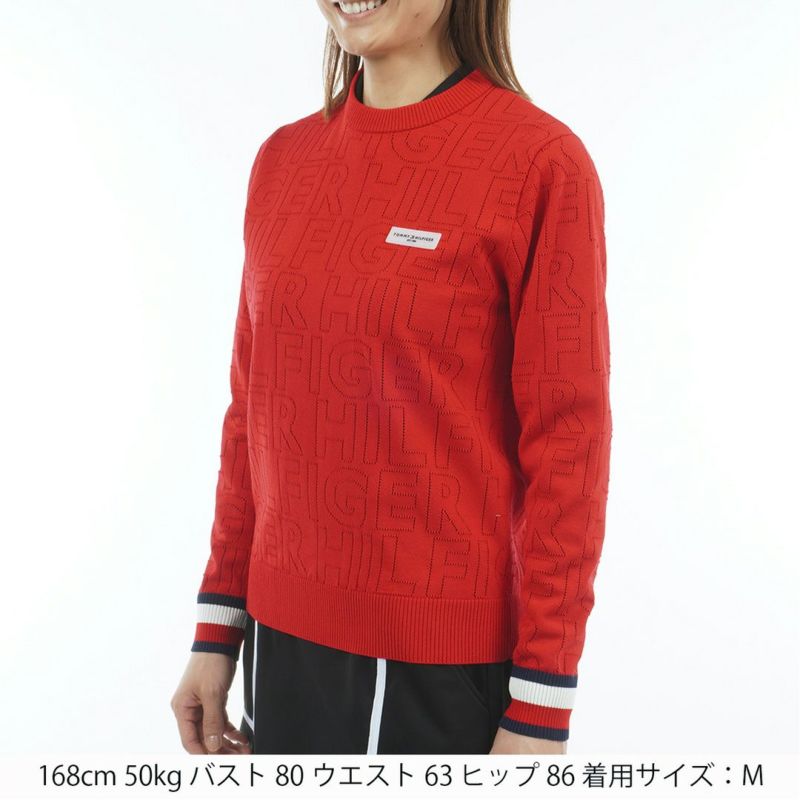 TOMMY HILFIGER GOLF レディース 長袖ニット レッド