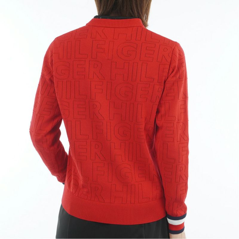 TOMMY HILFIGER GOLF レディース 長袖ニット レッド