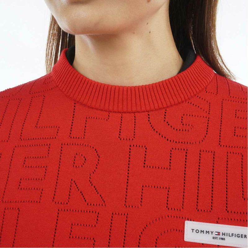 TOMMY HILFIGER GOLF レディース 長袖ニット レッド