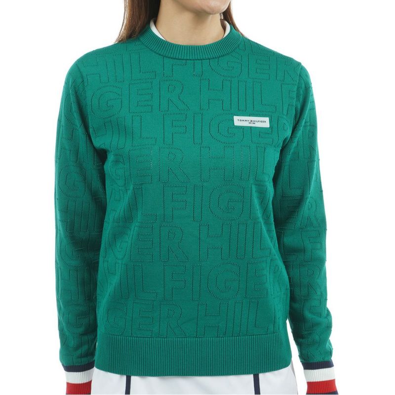 TOMMY HILFIGER GOLF レディース 長袖ニット グリーン