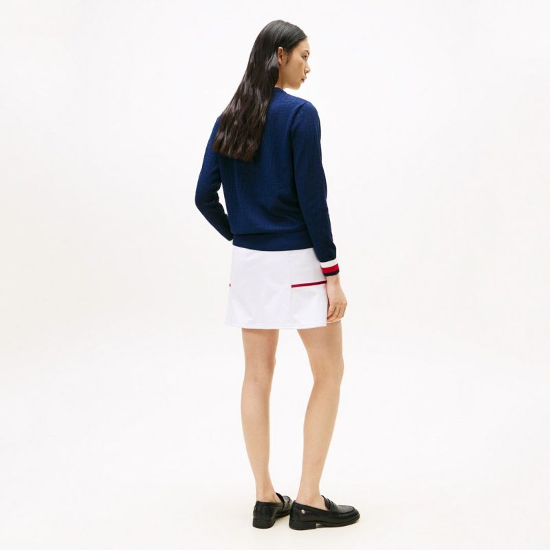 TOMMY HILFIGER GOLF レディース 長袖ニット ネイビー モデル着用画像