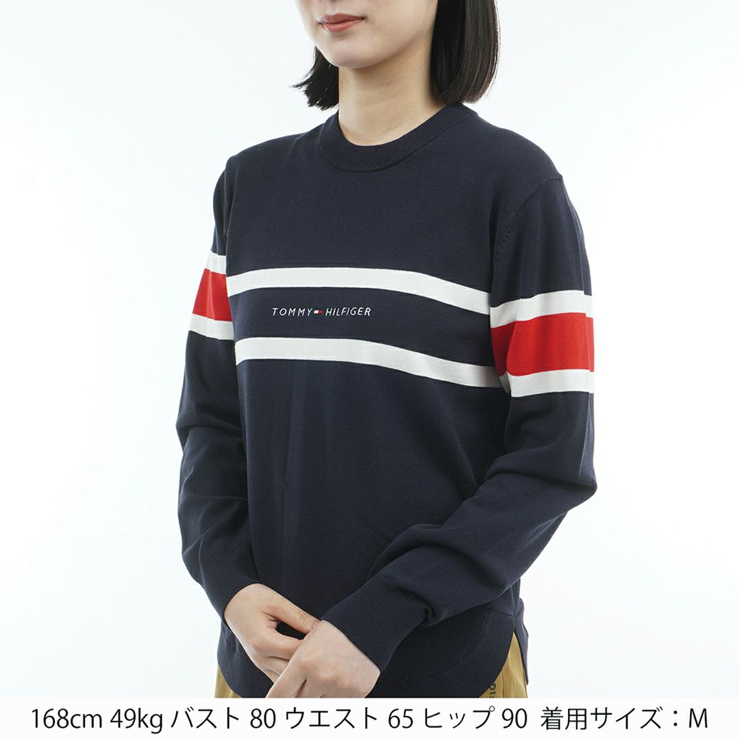 トミー ヒルフィガー ゴルフ Tommy Hilfiger Golf レディース レディース フロントロゴ クルーネックニット THLA566 詳細12