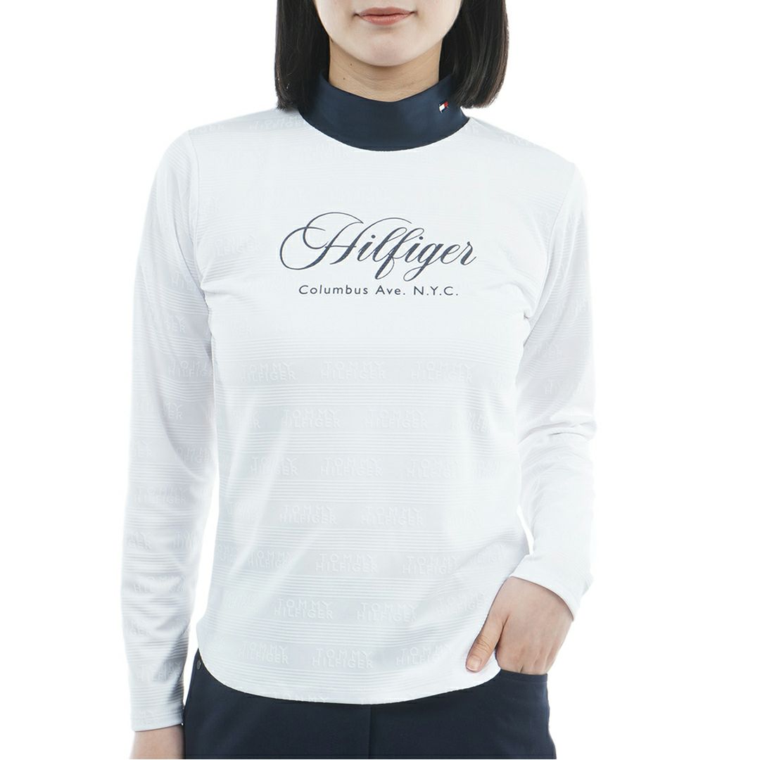 トミー ヒルフィガー ゴルフ Tommy Hilfiger Golf レディース レディース ロゴジャガ-ド 長袖モックネックシャツ THLA570 詳細1