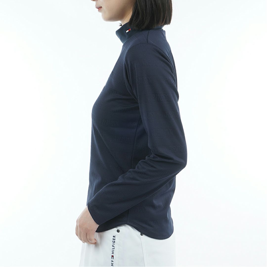 トミー ヒルフィガー ゴルフ Tommy Hilfiger Golf レディース レディース ロゴジャガ-ド 長袖モックネックシャツ THLA570 詳細6
