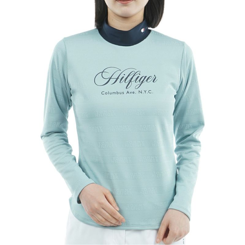 TOMMY HILFIGER GOLF レディース 長袖モックネックシャツ サックス