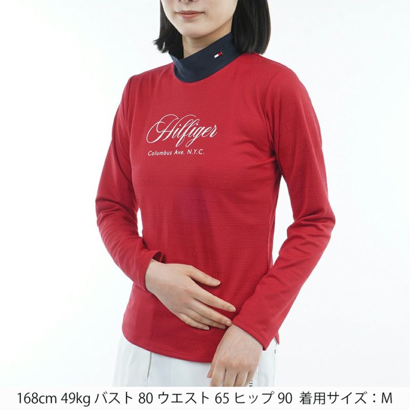 TOMMY HILFIGER GOLF レディース 長袖モックネックシャツ レッド
