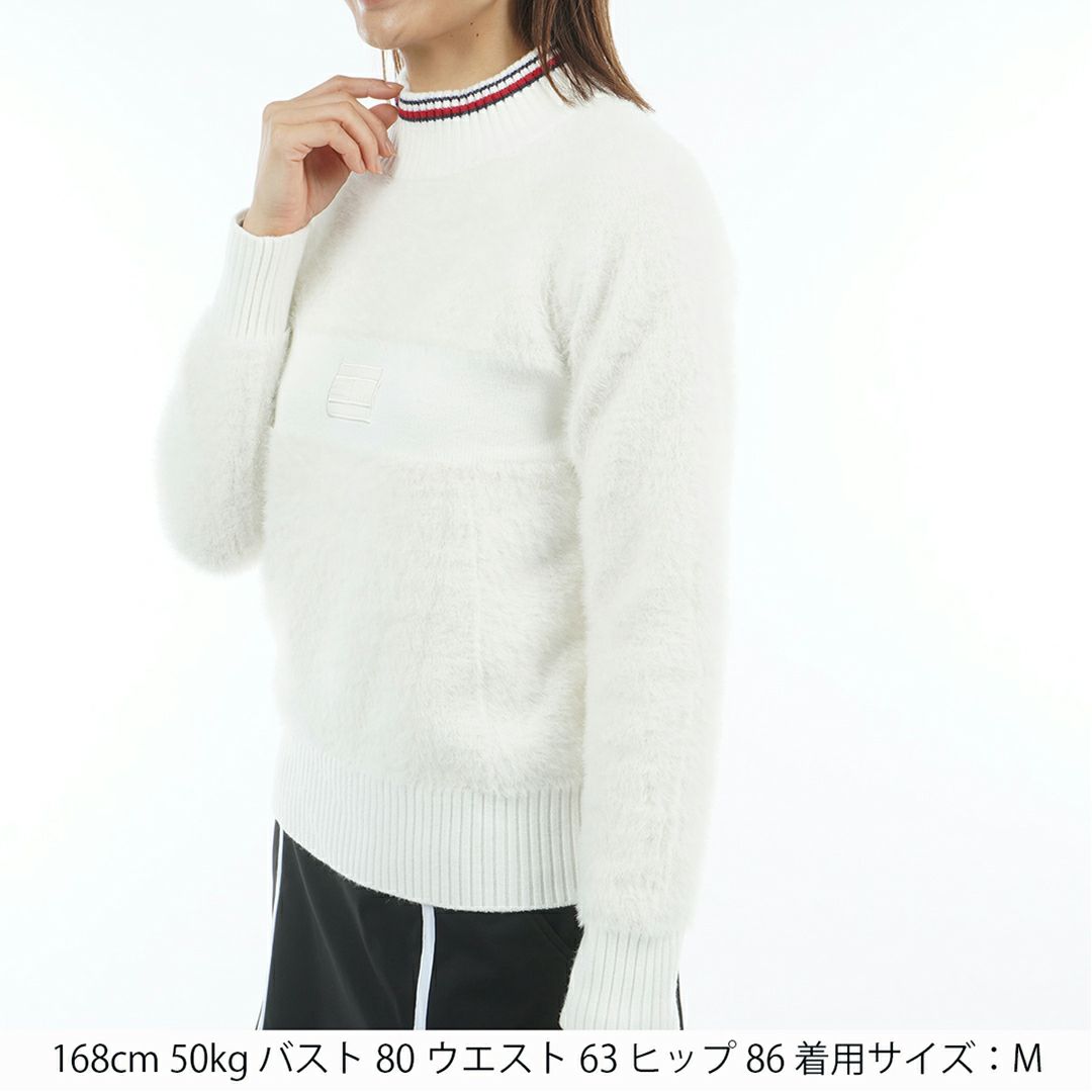 [トミーヒルフィガー]レディース シャギー ハイネックニット　ホワイト