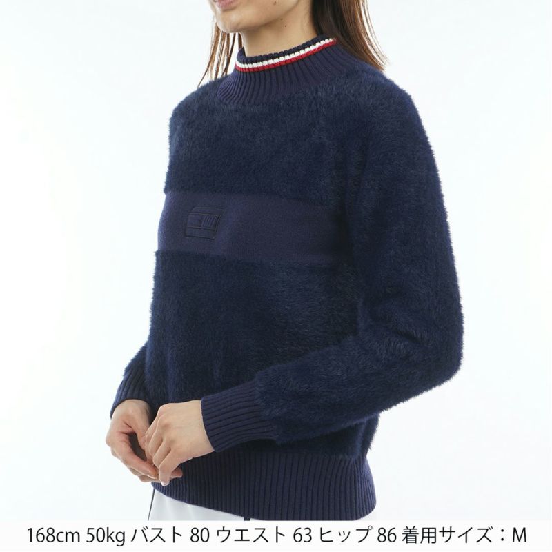 [トミーヒルフィガー]レディース シャギー ハイネックニット　ネイビー