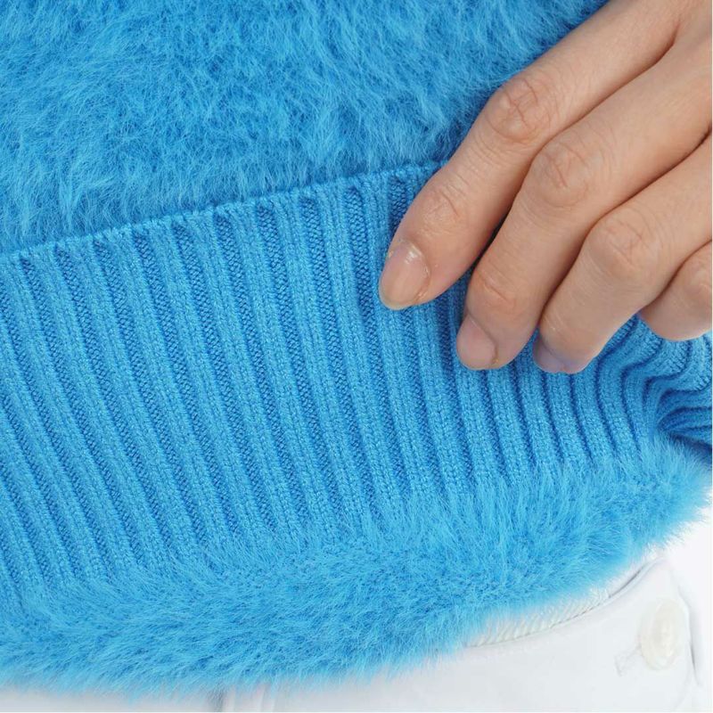 [トミーヒルフィガー]レディース シャギー ハイネックニット　アイスブルー