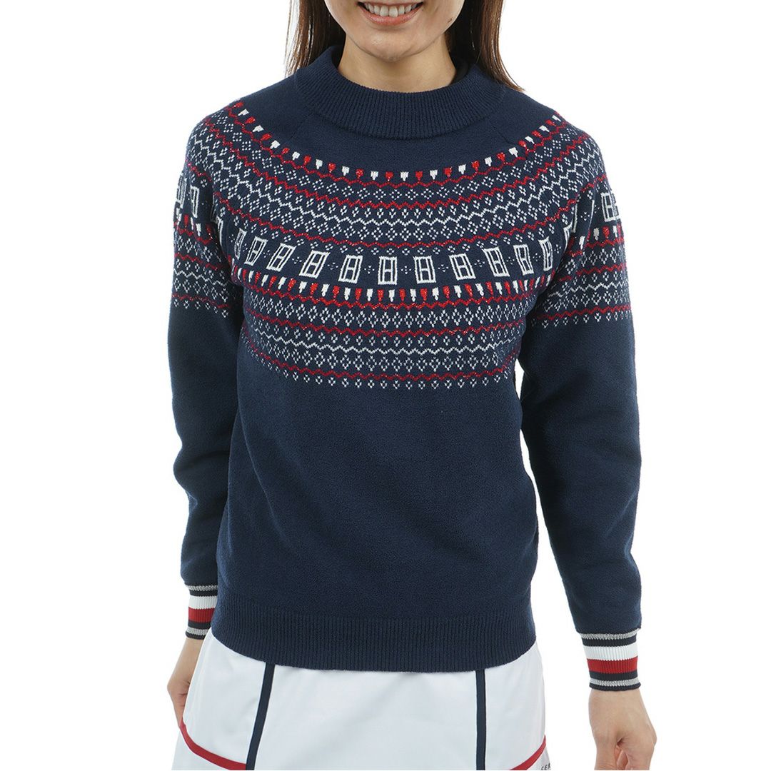 トミー ヒルフィガー ゴルフ Tommy Hilfiger Golf レディース レディース フェアアイル柄 ハイネックニット THLA573 詳細4