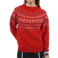 [トミーヒルフィガー]レディース フェアアイル柄 ハイネックニット　レッド