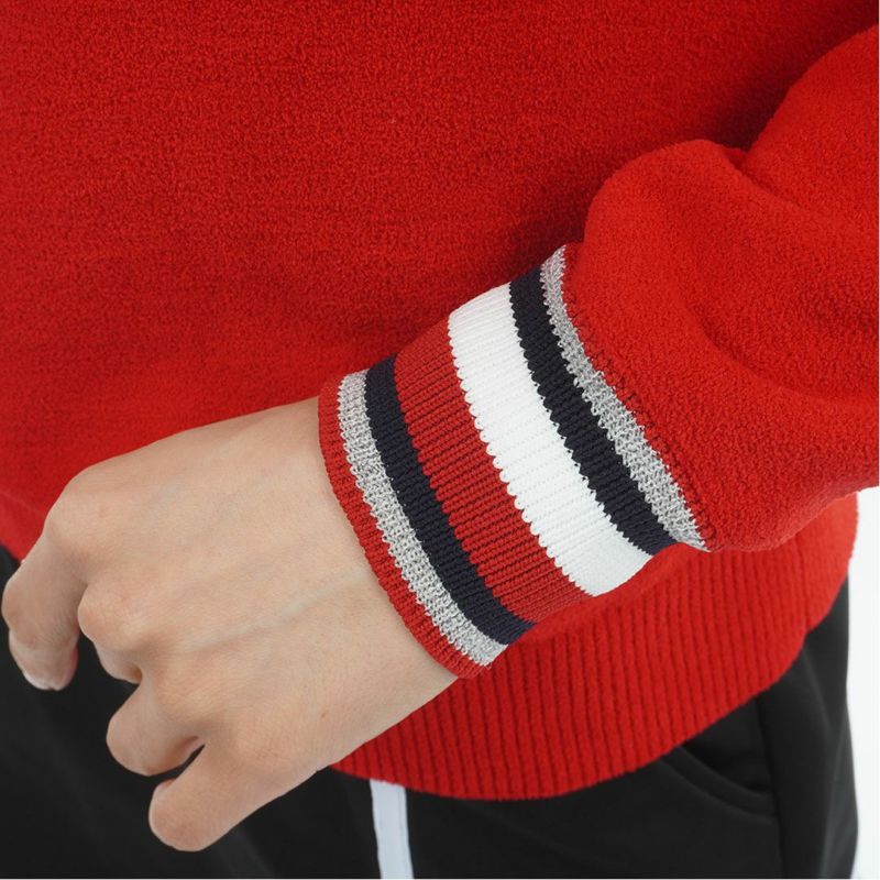 [トミーヒルフィガー]レディース フェアアイル柄 ハイネックニット　レッド