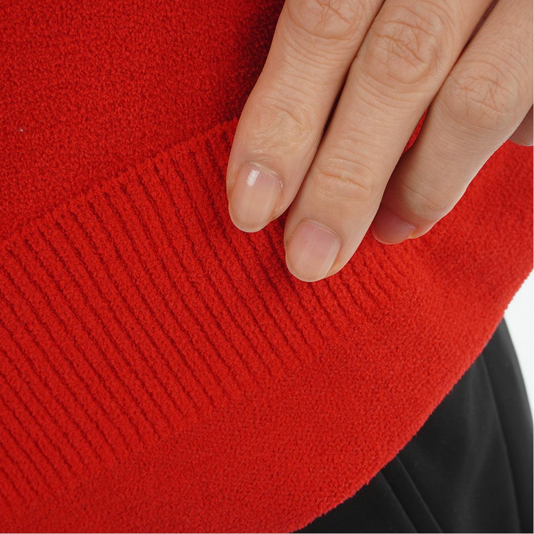 [トミーヒルフィガー]レディース フェアアイル柄 ハイネックニット　レッド