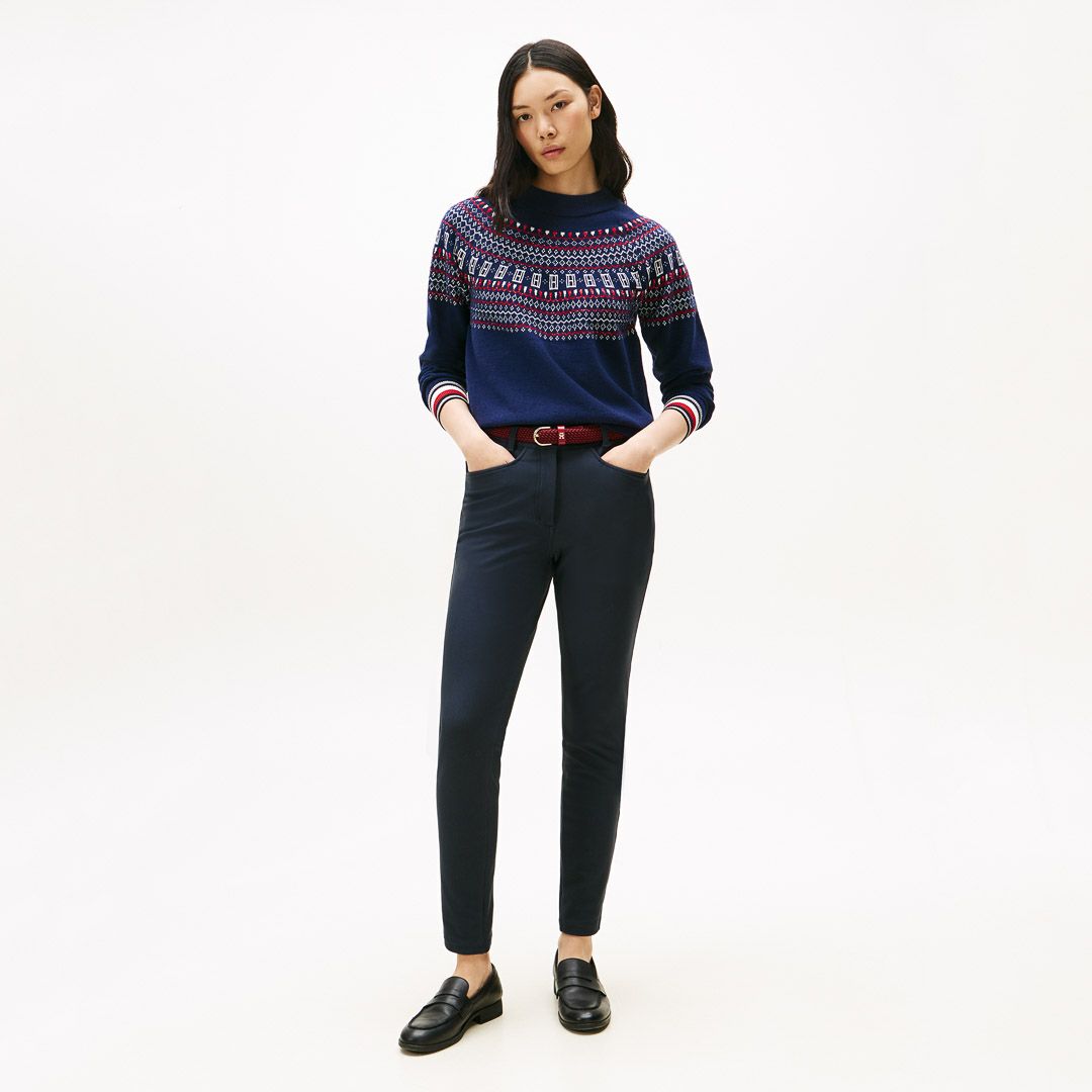 [トミーヒルフィガー]レディース フェアアイル柄 ハイネックニット