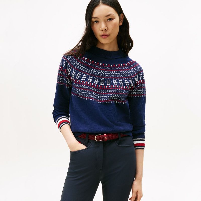 トミー ヒルフィガー ゴルフ Tommy Hilfiger Golf レディース レディース フェアアイル柄 ハイネックニット THLA573 詳細18