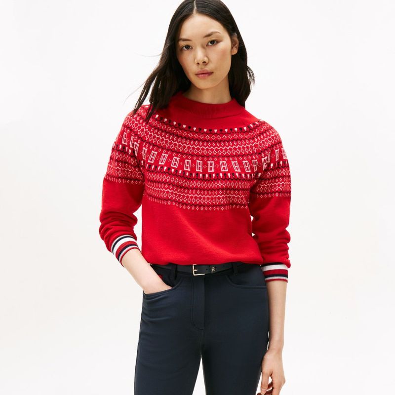 [トミーヒルフィガー]レディース フェアアイル柄 ハイネックニット