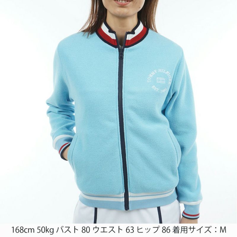 [トミーヒルフィガー]レディース リバーシブル ニットジャケット　サックス