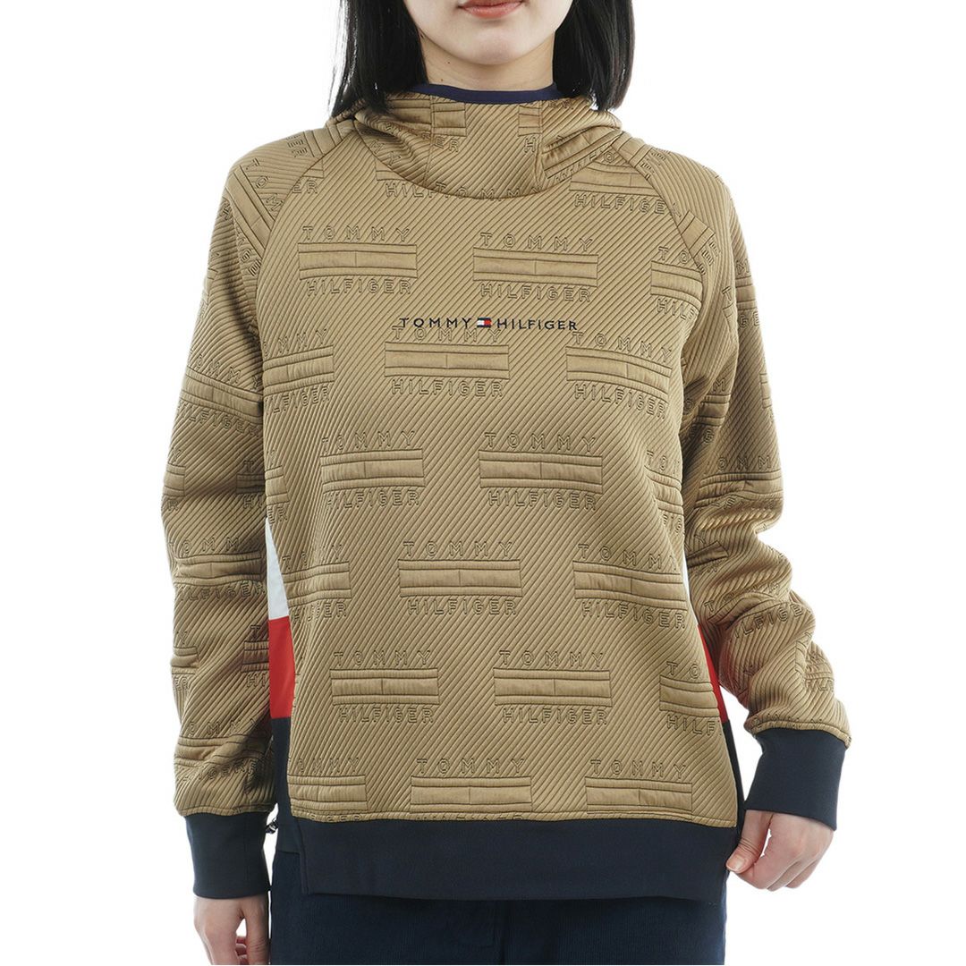 [トミーヒルフィガー]レディース キルトジャガード プルオーバー　キャメル