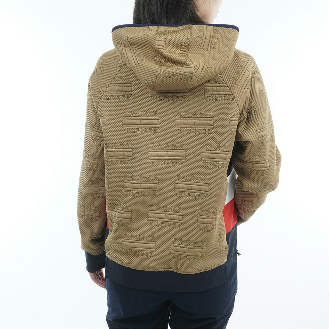 [トミーヒルフィガー]レディース キルトジャガード プルオーバー　キャメル