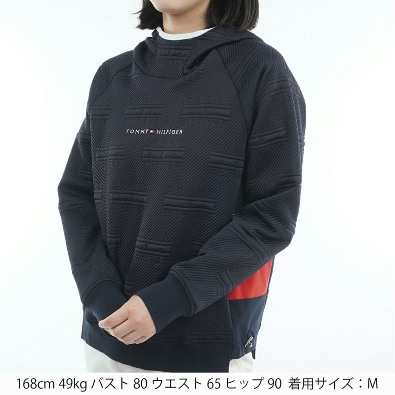 [トミーヒルフィガー]レディース キルトジャガード プルオーバー　ネイビー