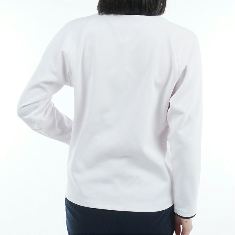 [トミーヒルフィガー]レディース サークルロゴ 長袖モックネックシャツ　ホワイト