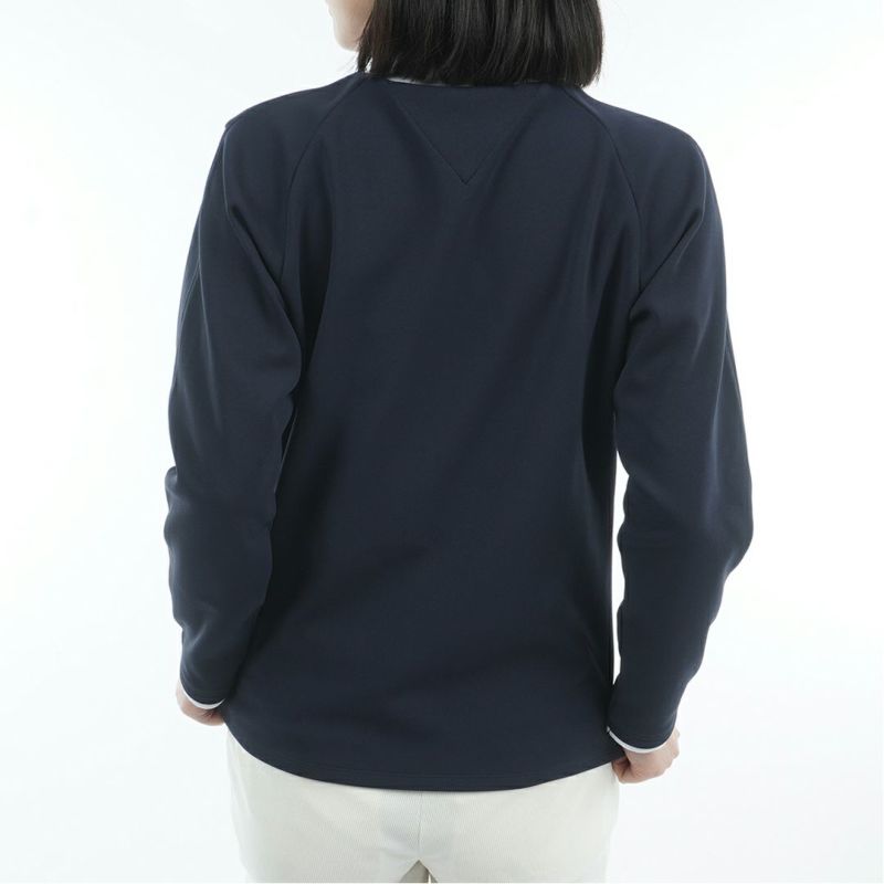 [トミーヒルフィガー]レディース サークルロゴ 長袖モックネックシャツ　ネイビー