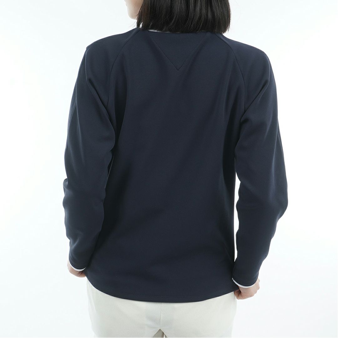 [トミーヒルフィガー]レディース サークルロゴ 長袖モックネックシャツ　ネイビー
