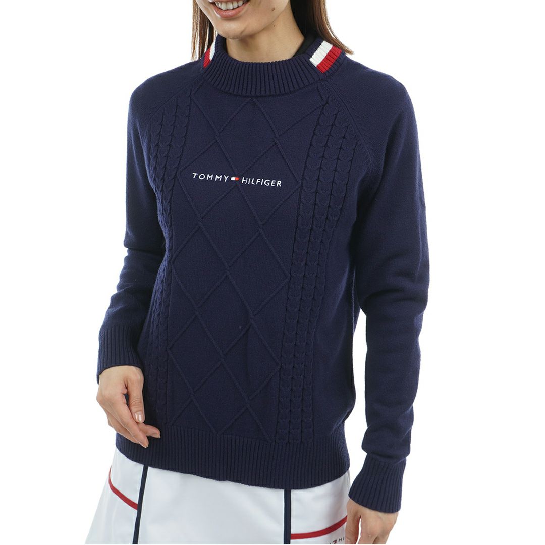 トミー ヒルフィガー ゴルフ Tommy Hilfiger Golf レディース レディース マシュマロタッチ ケーブル柄  ハイネックニット THLA582 詳細4