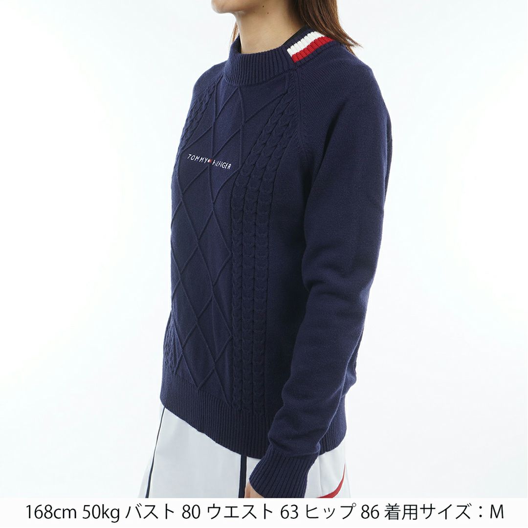 トミー ヒルフィガー ゴルフ Tommy Hilfiger Golf レディース レディース マシュマロタッチ ケーブル柄  ハイネックニット THLA582 詳細5