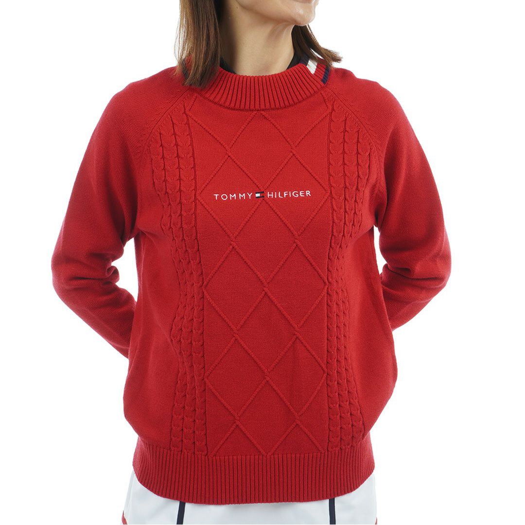トミー ヒルフィガー ゴルフ Tommy Hilfiger Golf レディース レディース マシュマロタッチ ケーブル柄  ハイネックニット THLA582 詳細10
