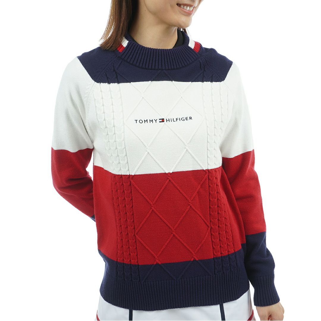 トミー ヒルフィガー ゴルフ Tommy Hilfiger Golf レディース レディース マシュマロタッチ ケーブル柄  ハイネックニット THLA582 詳細20