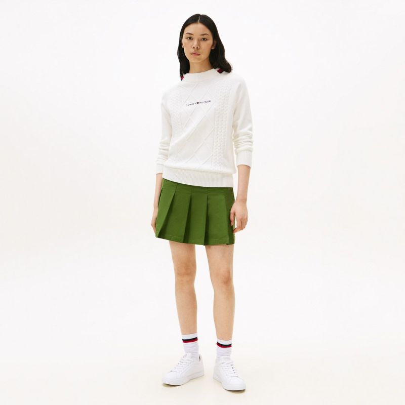 [トミーヒルフィガー]レディース マシュマロタッチ ケーブル柄 ハイネックニット