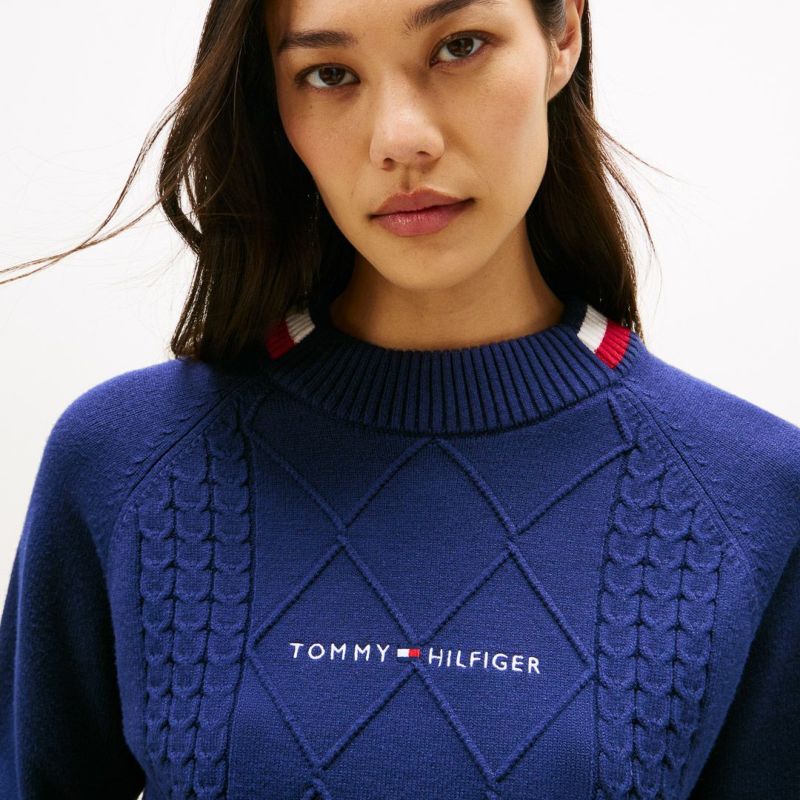 トミー ヒルフィガー ゴルフ Tommy Hilfiger Golf レディース レディース マシュマロタッチ ケーブル柄  ハイネックニット THLA582 詳細30