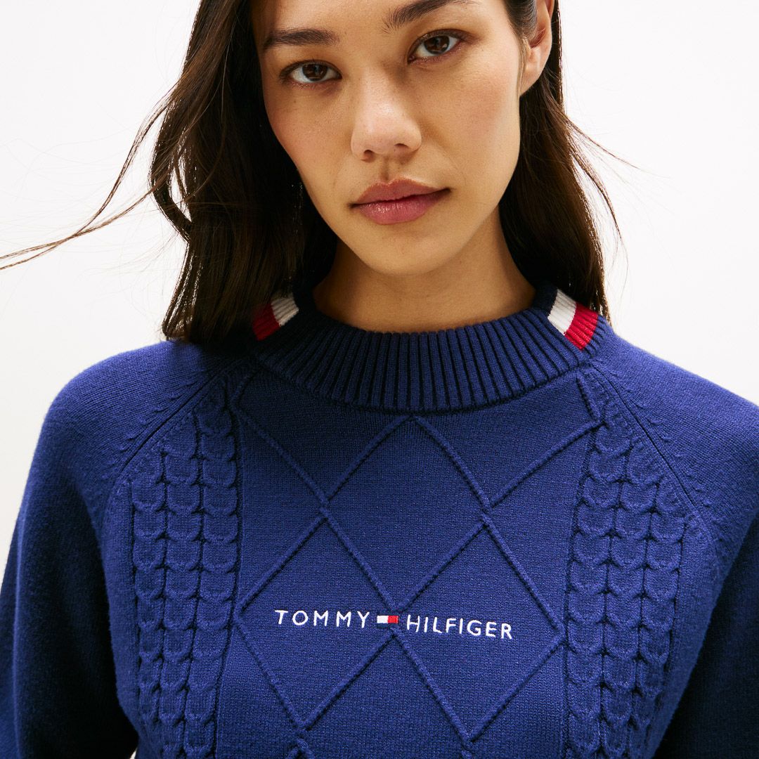 トミー ヒルフィガー ゴルフ Tommy Hilfiger Golf レディース レディース マシュマロタッチ ケーブル柄  ハイネックニット THLA582 詳細30