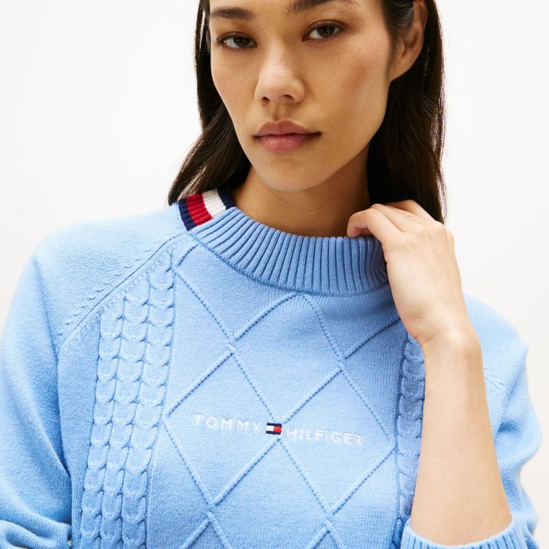 トミー ヒルフィガー ゴルフ Tommy Hilfiger Golf レディース レディース マシュマロタッチ ケーブル柄  ハイネックニット THLA582 詳細34