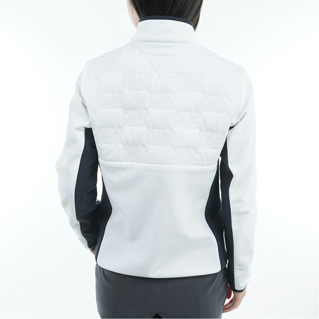 [トミーヒルフィガー]レディース ロゴキルト パテッドジャケット　ホワイト