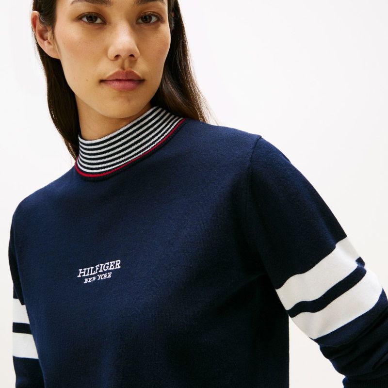 トミー ヒルフィガー ゴルフ Tommy Hilfiger Golf レディース レディース ボーダー ハイネックニット THLA587 詳細30