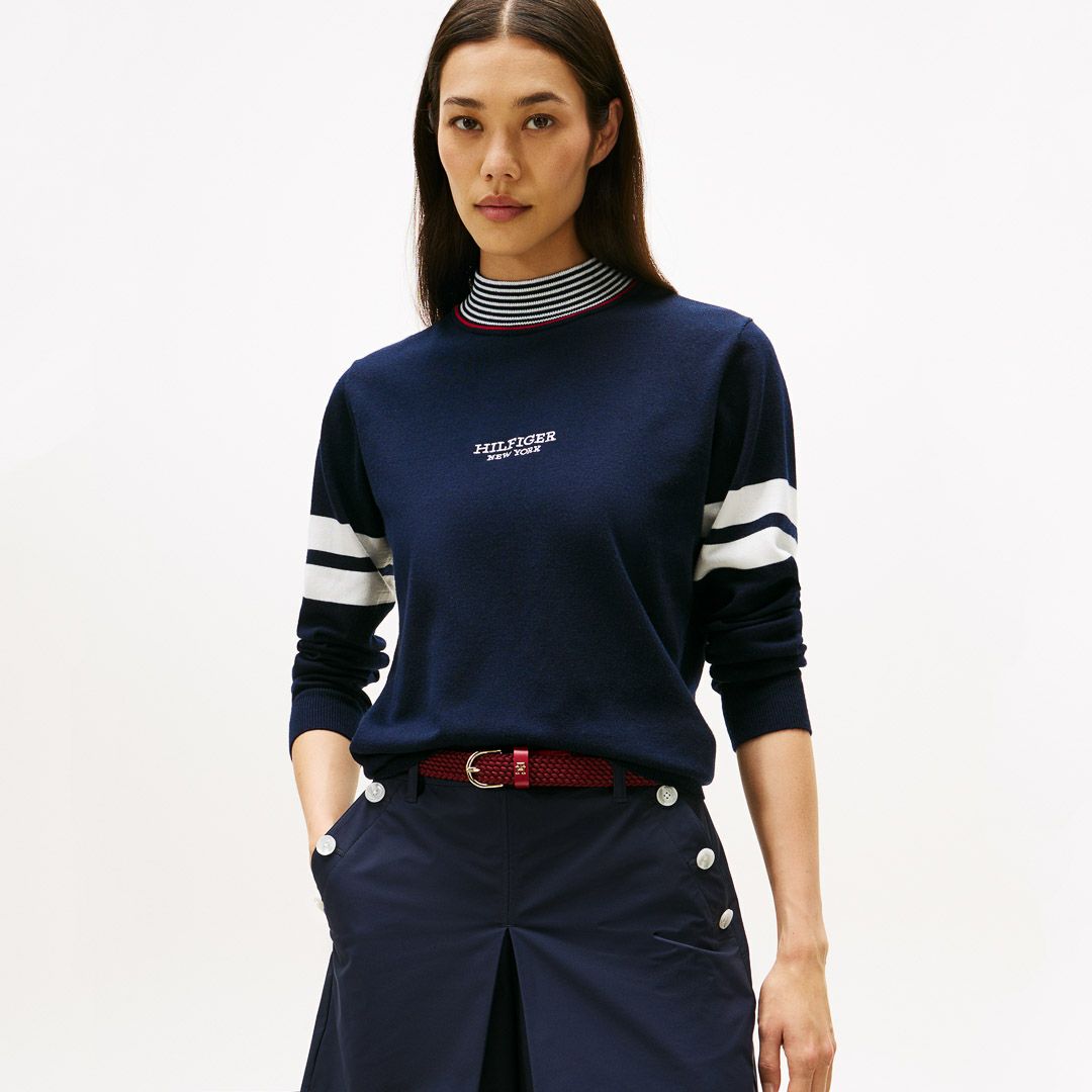 トミー ヒルフィガー ゴルフ Tommy Hilfiger Golf レディース レディース ボーダー ハイネックニット THLA587 詳細32