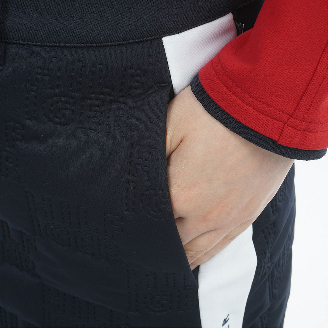 [トミーヒルフィガー]レディース ロゴキルト パテッドスカート　ネイビー