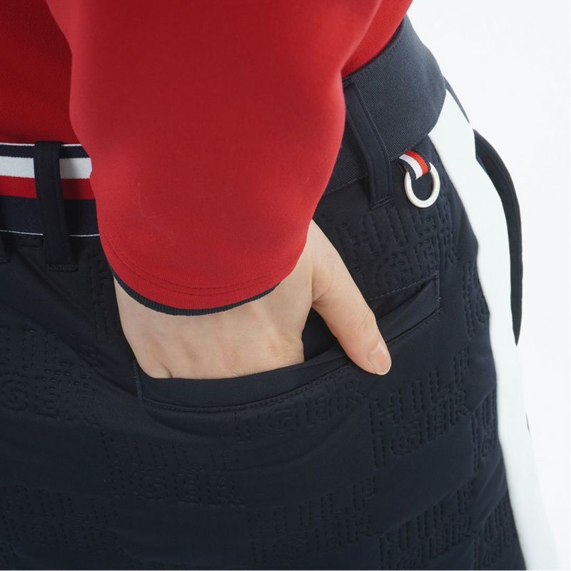 [トミーヒルフィガー]レディース ロゴキルト パテッドスカート　ネイビー