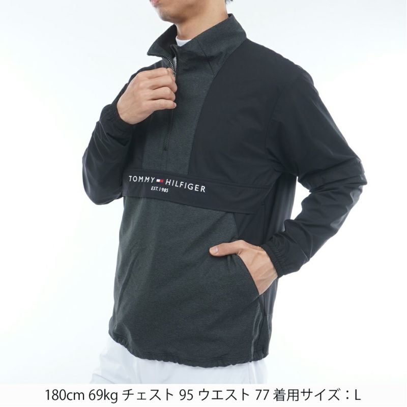 [トミーヒルフィガー]メンズ 袖脱着 アノラックジャケット　ブラック