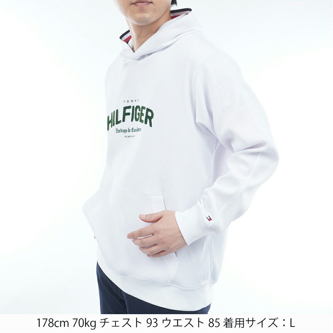 [トミーヒルフィガー]メンズ フロントロゴ スウェットフーディ-　ホワイト