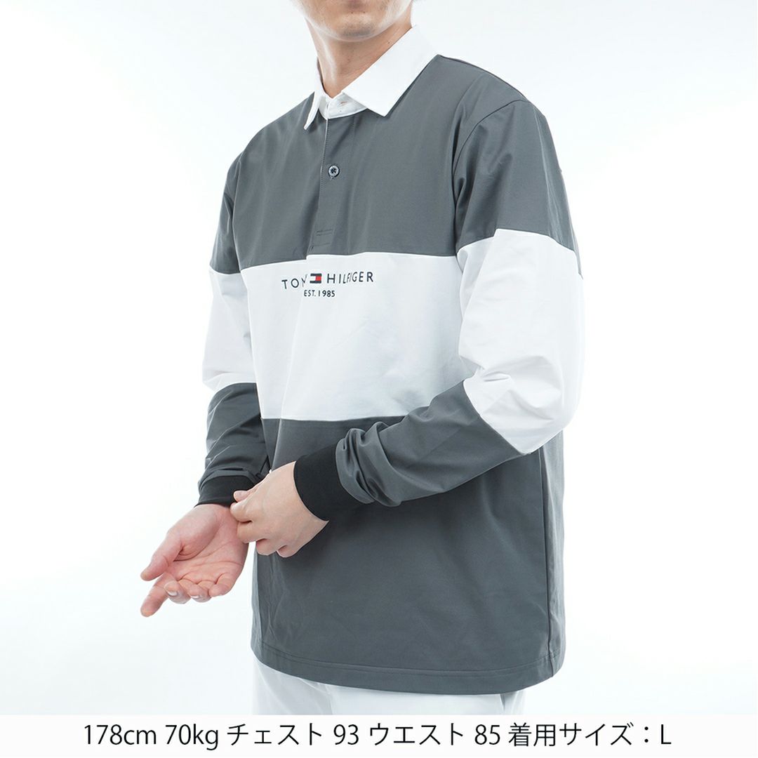 トミー ヒルフィガー ゴルフ Tommy Hilfiger Golf メンズ メンズ カラーブロック ラガーシャツ THMA553 詳細2