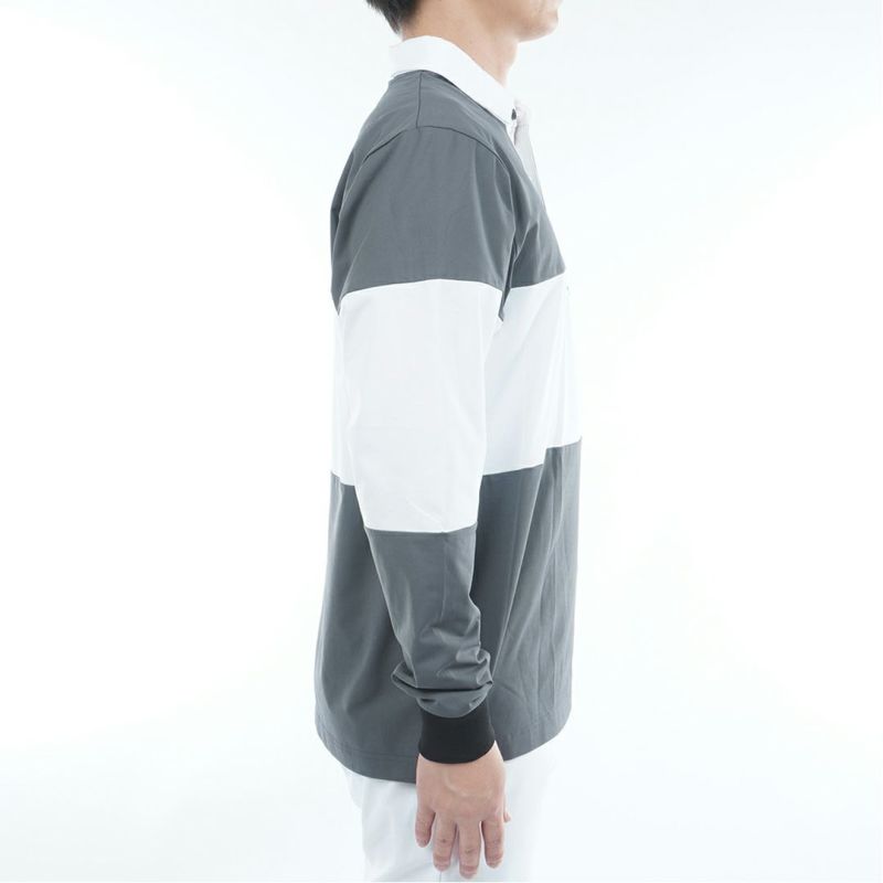[トミーヒルフィガー]メンズ カラーブロック ラガーシャツ チャコールグレー