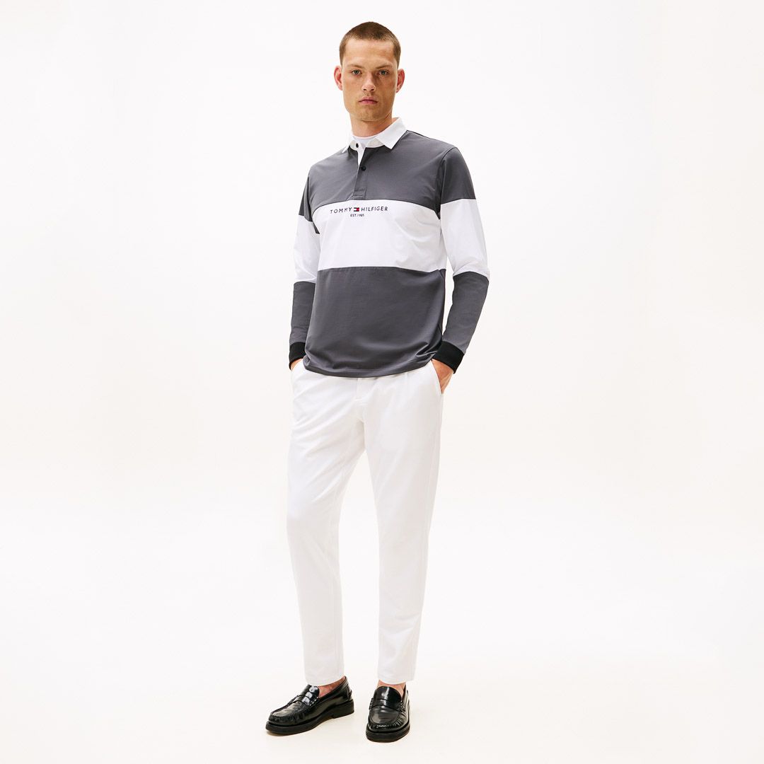 [トミーヒルフィガー]メンズ カラーブロック ラガーシャツ