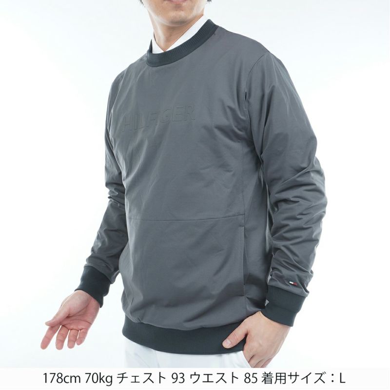 [トミーヒルフィガー]メンズ 防風 クルーネックスウェット　チャコールグレー