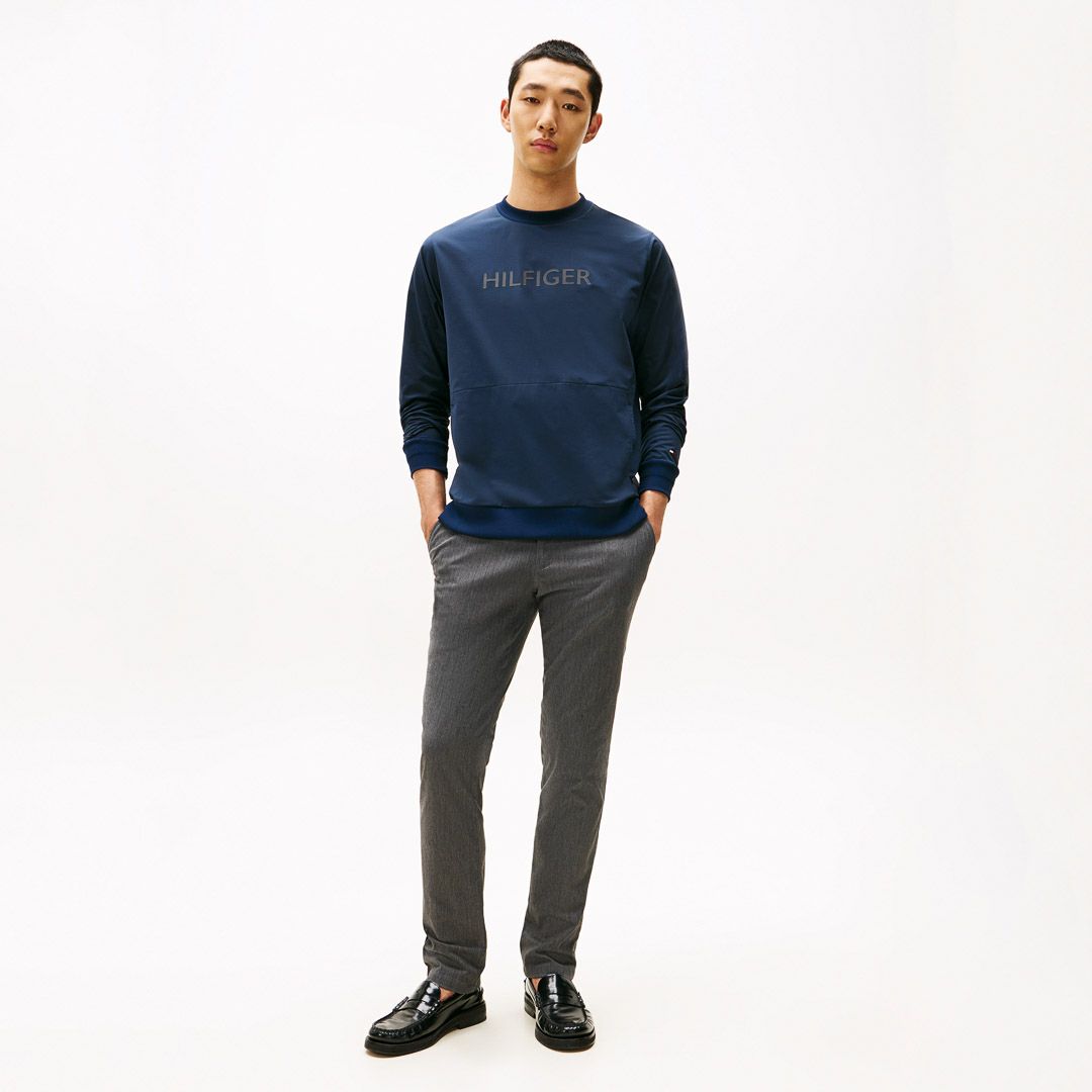 [トミーヒルフィガー]メンズ 防風 クルーネックスウェット
